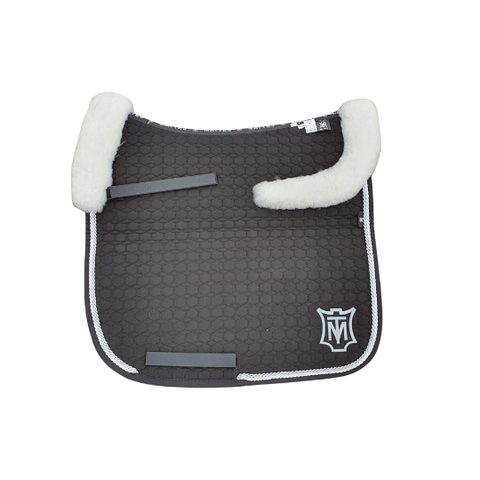 Mattes Saddle Pad Dressage | Square | Size L | Cotton | Black & White | Top Fleece