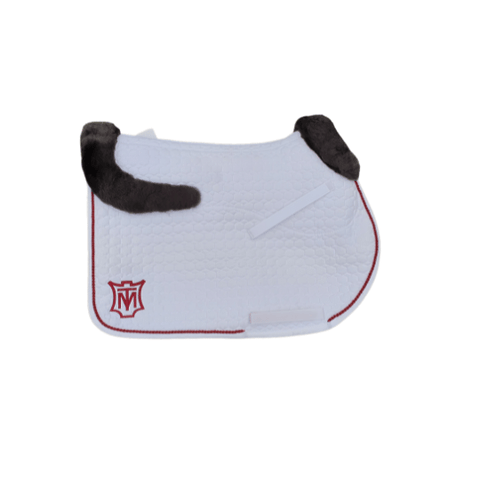 Mattes Saddle Pad Jump | Square | Size L | Cotton | Full Fleece Graphite | White & Raspberry